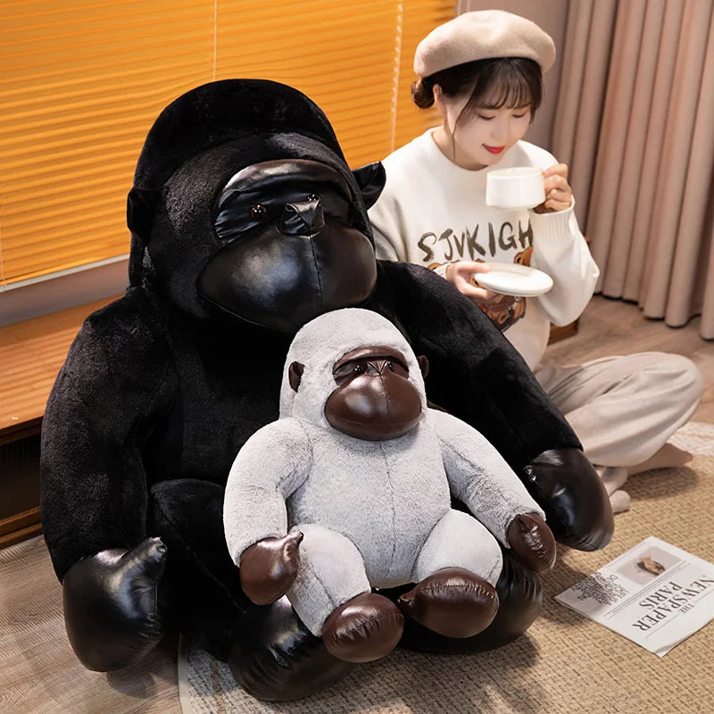 Chunky Black Silver Gorilla Ape Plushies-Kawaii Dream