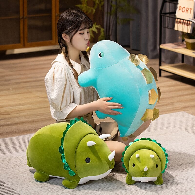 Chunky Kawaii Dinosaur Triceratops Stegosaurus Plushies-Kawaii Dream