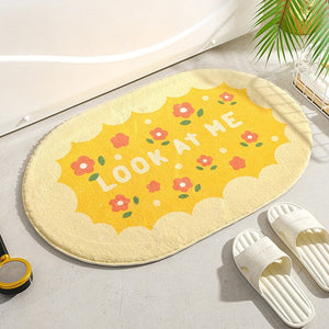 Circle Kawaii Floral Oval Bathroom Mat-Kawaii Dream