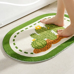Circle Kawaii Floral Oval Bathroom Mat-Kawaii Dream