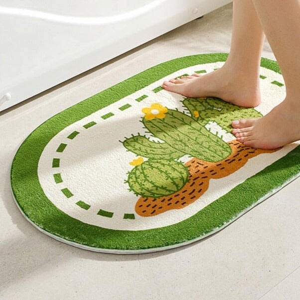 Circle Kawaii Floral Oval Bathroom Mat-Kawaii Dream