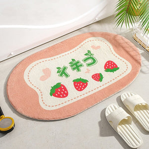 Circle Kawaii Floral Oval Bathroom Mat-Kawaii Dream