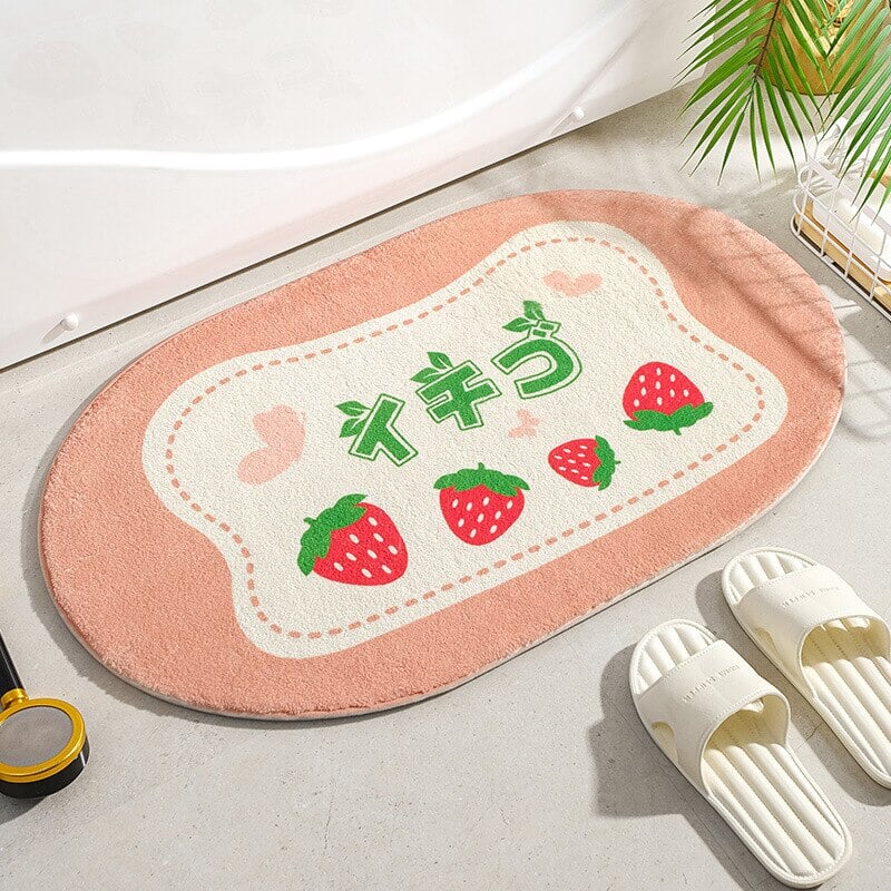 Circle Kawaii Floral Oval Bathroom Mat-Kawaii Dream