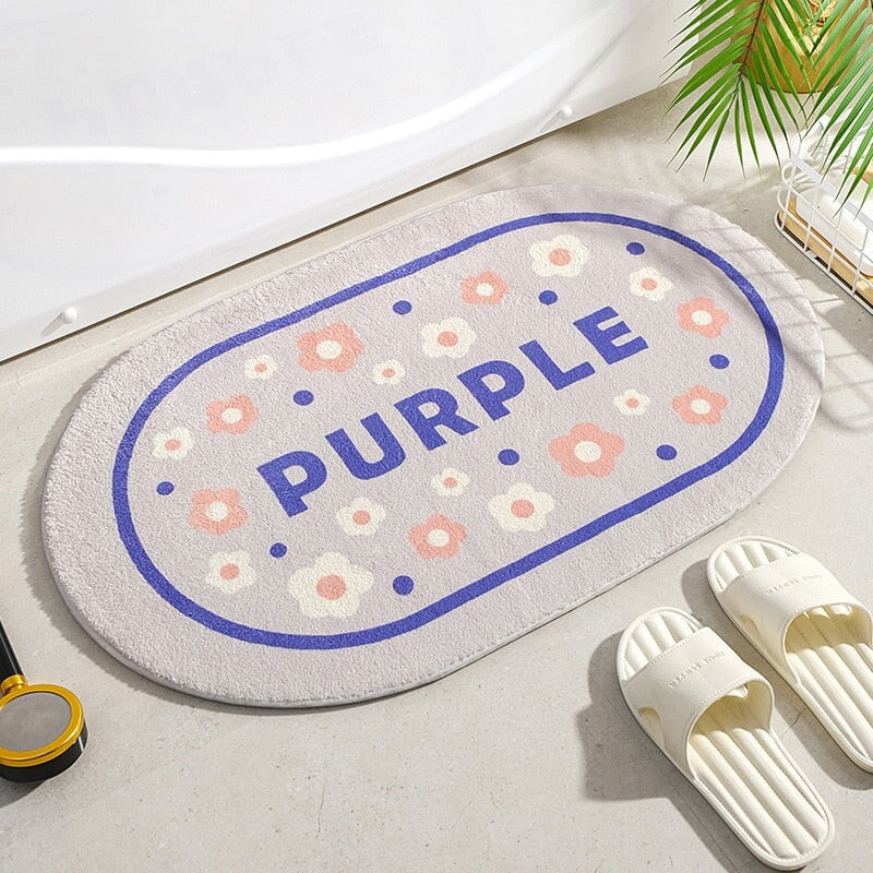 Circle Kawaii Floral Oval Bathroom Mat-Kawaii Dream