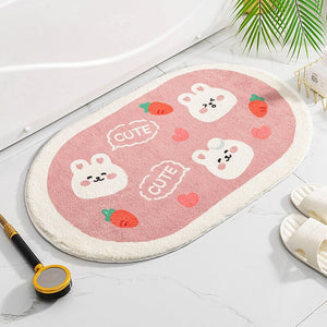 Circle Oval Bear Bunny Bathroom Mat Collection-Kawaii Dream
