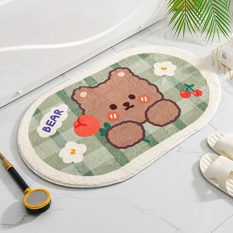 Circle Oval Bear Bunny Bathroom Mat Collection-Kawaii Dream