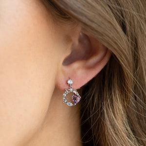 Circle of Love Heart Gold-Plated Hanging Stud Earrings-Kawaii Dream