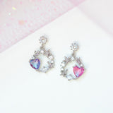 Circle of Love Heart Gold-Plated Hanging Stud Earrings-Kawaii Dream