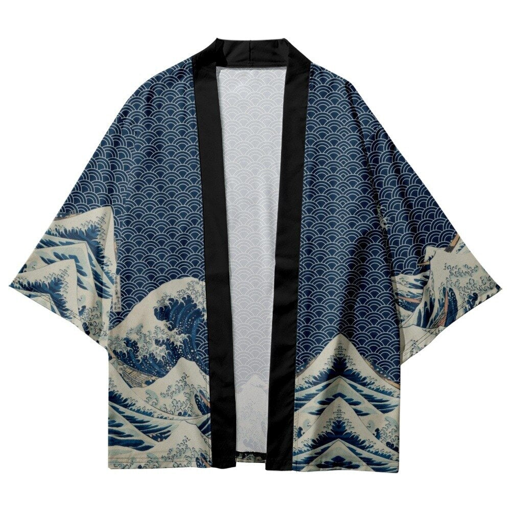Classic Japanese Kanagawa Wave Unisex Kimono-Kawaii Dream