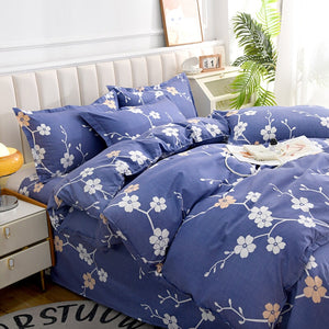 Coral Pink Blue Gray Floral Bedding Set Collection-Kawaii Dream