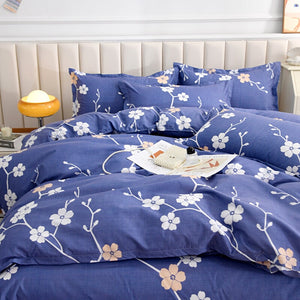 Coral Pink Blue Gray Floral Bedding Set Collection-Kawaii Dream