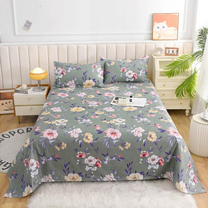 Coral Pink Blue Gray Floral Bedding Set Collection-Kawaii Dream