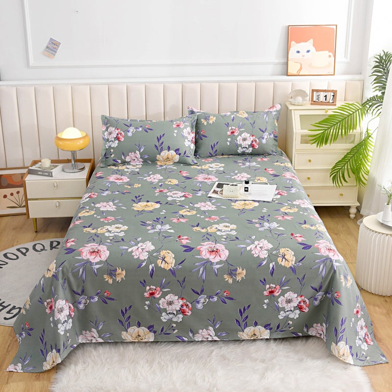Coral Pink Blue Gray Floral Bedding Set Collection-Kawaii Dream