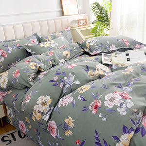Coral Pink Blue Gray Floral Bedding Set Collection-Kawaii Dream