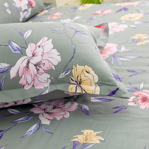 Coral Pink Blue Gray Floral Bedding Set Collection-Kawaii Dream