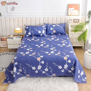 Coral Pink Blue Gray Floral Bedding Set Collection-Kawaii Dream