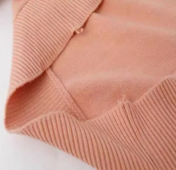 Coral Pink Cardigan Dress Ribbed Women's 2pc Knit Set-Kawaii Dream