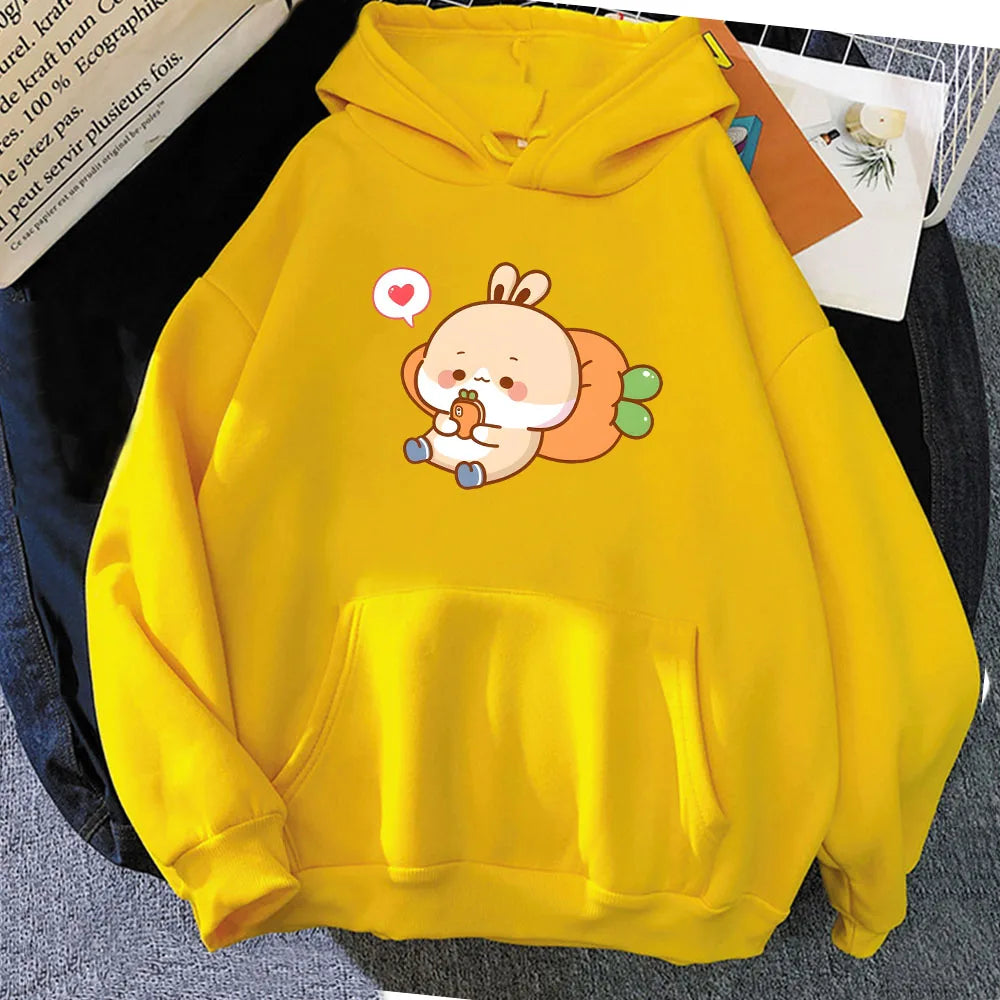 Cream Bunny Carrot Mobile Unisex Hoodies-Kawaii Dream