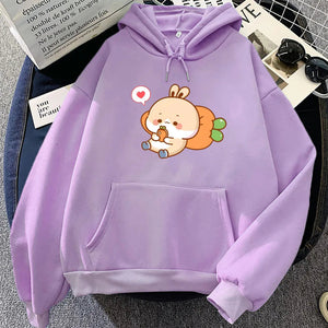 Cream Bunny Carrot Mobile Unisex Hoodies-Kawaii Dream
