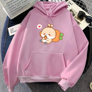 Cream Bunny Carrot Mobile Unisex Hoodies-Kawaii Dream