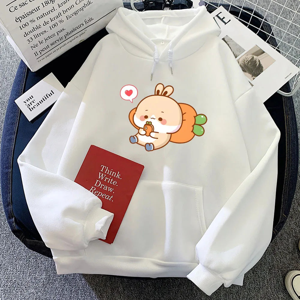 Cream Bunny Carrot Mobile Unisex Hoodies-Kawaii Dream