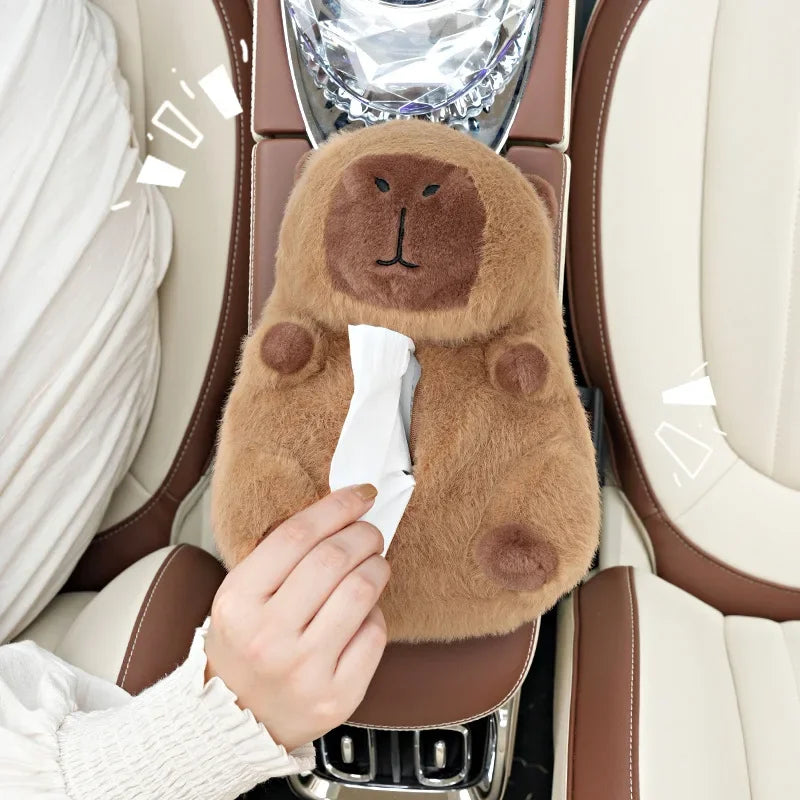 Cuddly Capybara Car Plush Tissue Box Cover-Kawaii Dream