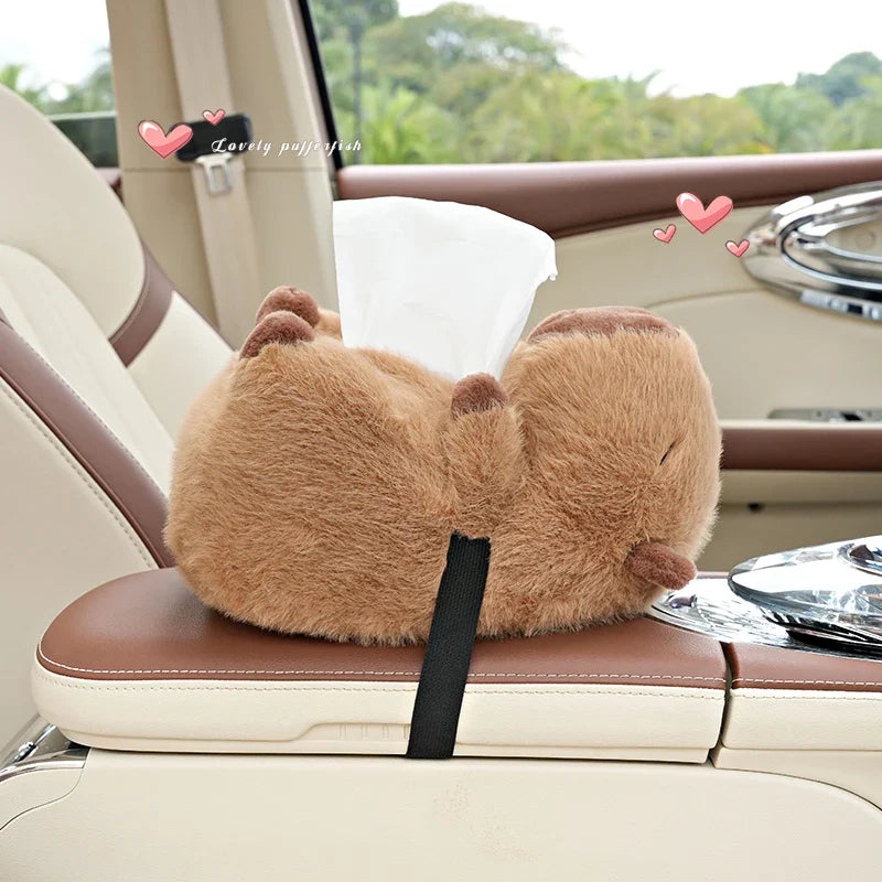 Cuddly Capybara Car Plush Tissue Box Cover-Kawaii Dream