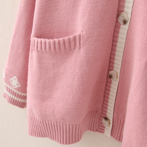 Cute Bunny Long Sleeve Knitted Pink Cream Black Cardigans Tops-Kawaii Dream