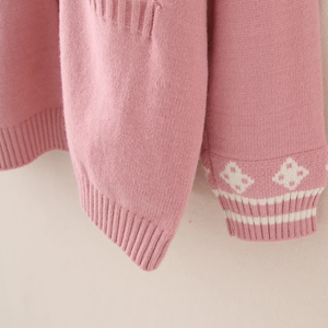 Cute Bunny Long Sleeve Knitted Pink Cream Black Cardigans Tops-Kawaii Dream