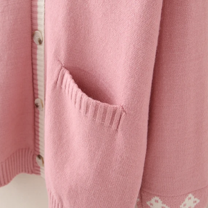 Cute Bunny Long Sleeve Knitted Pink Cream Black Cardigans Tops-Kawaii Dream