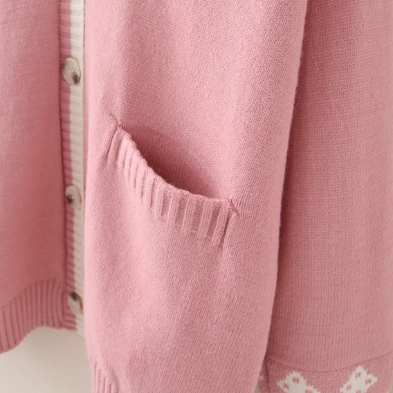 Cute Bunny Long Sleeve Knitted Pink Cream Black Cardigans Tops-Kawaii Dream