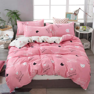 Cute Cat Print Bedding Set-Kawaii Dream