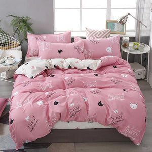 Cute Cat Print Bedding Set-Kawaii Dream