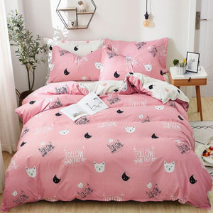 Cute Cat Print Bedding Set-Kawaii Dream