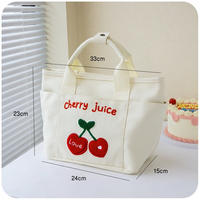 Cute Cherry & Bunny Canvas Lunch Bags-Kawaii Dream