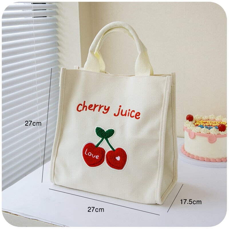 Cute Cherry & Bunny Canvas Lunch Bags-Kawaii Dream