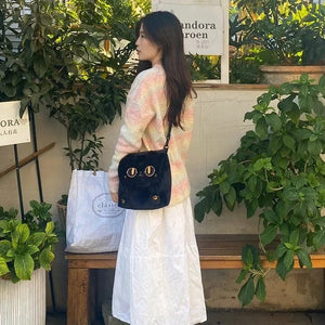 Cute Fluffy Moon Black Cat Plush Bag-Kawaii Dream