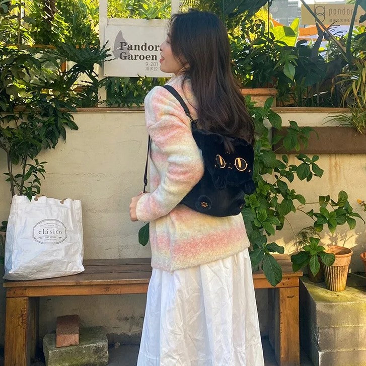 Cute Fluffy Moon Black Cat Plush Bag-Kawaii Dream