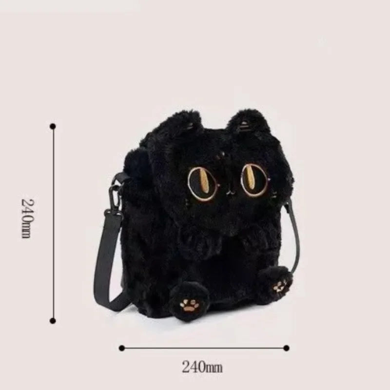 Cute Fluffy Moon Black Cat Plush Bag-Kawaii Dream