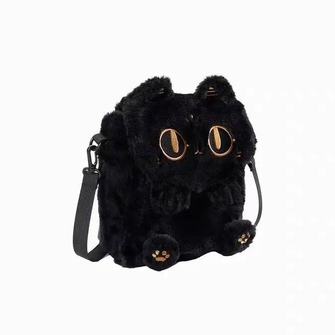 Cute Fluffy Moon Black Cat Plush Bag-Kawaii Dream