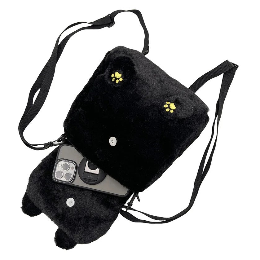 Cute Fluffy Moon Black Cat Plush Bag-Kawaii Dream