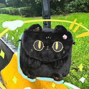 Cute Fluffy Moon Black Cat Plush Bag-Kawaii Dream
