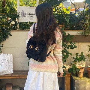 Cute Fluffy Moon Black Cat Plush Bag-Kawaii Dream