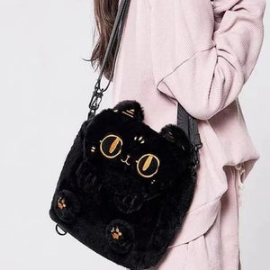 Cute Fluffy Moon Black Cat Plush Bag-Kawaii Dream