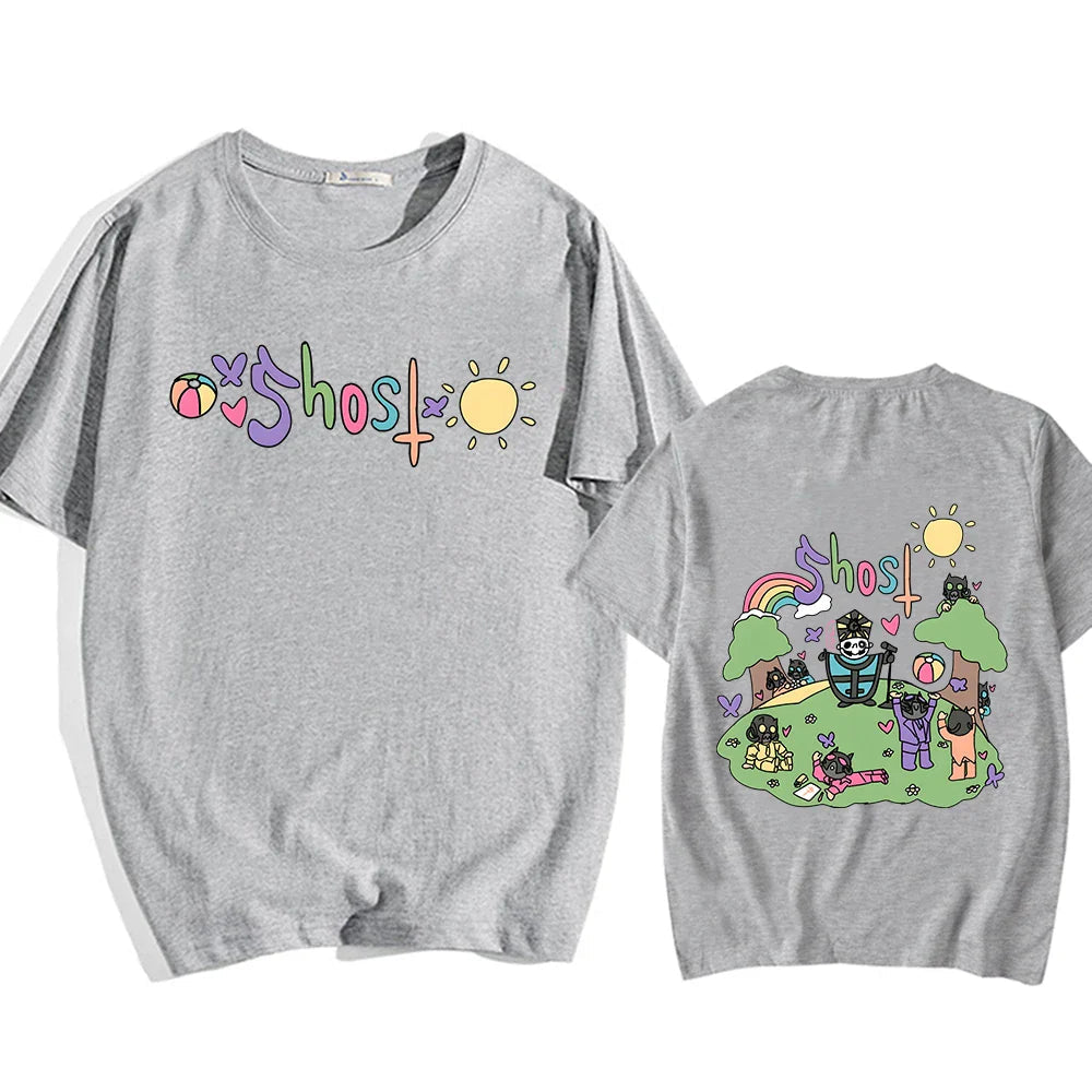 Cute Ghost Band Illustration Unisex Tee-Kawaii Dream