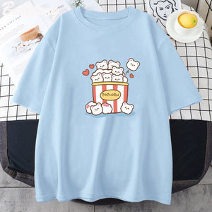 Cute Kawaii White Bear Popcorn Unisex Tee-Kawaii Dream