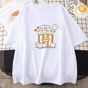 Cute Kawaii White Bear Popcorn Unisex Tee-Kawaii Dream