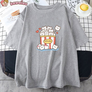 Cute Kawaii White Bear Popcorn Unisex Tee-Kawaii Dream