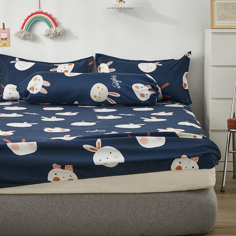Cute Navy Blue Bunny Fitted Bedsheet - Limited Stock-Kawaii Dream