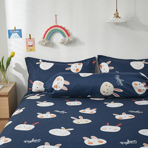 Cute Navy Blue Bunny Fitted Bedsheet - Limited Stock-Kawaii Dream